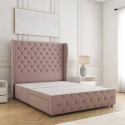 Bsspoke Faye Divan Bed Set Pink Plush Velvet With 54Inch Headboard & Footboard & No Mattress No Drawers In 4Ft 4Ft6 5Ft 6Ft - thumbnail 1