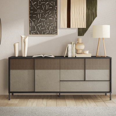 FurniComp LTD Furnicomp Venice 4 Door 1 Drawer Grey And Mercure Oak Large Sideboard - image 1