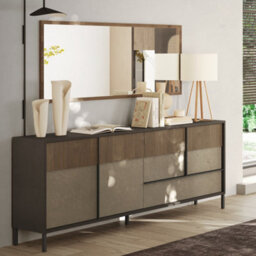 FurniComp LTD Furnicomp Venice 4 Door 1 Drawer Grey And Mercure Oak Large Sideboard - thumbnail 2