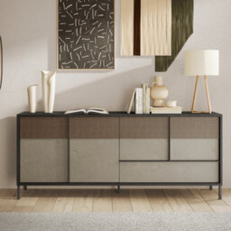 FurniComp LTD Furnicomp Venice 4 Door 1 Drawer Grey And Mercure Oak Large Sideboard - thumbnail 1