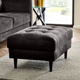 Furniturebox Uk Jenna Dark Grey Velvet Footstool - thumbnail 2