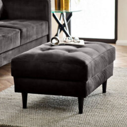 Furniturebox Uk Jenna Dark Grey Velvet Footstool - thumbnail 3