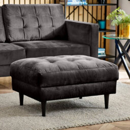 Furniturebox Uk Jenna Dark Grey Velvet Footstool - thumbnail 4