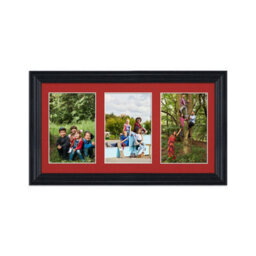 AK Frames 40X20Cm Black Classic Multi Photo Frame With Crimson Mount - Holds 3 Apertures (3X) 6X4 Photos - thumbnail 1