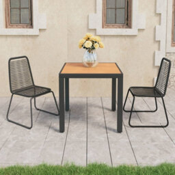 Berkfield 3 Piece Garden Dining Set Pvc Rattan Black And Brown - thumbnail 1