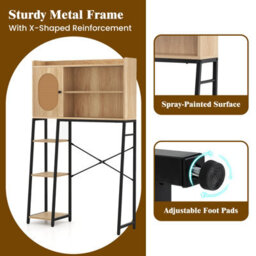 Costway Over The Toilet Storage Cabinet W/anti-Tipping Devices Bathroom Organizer Shelves Toilet Rack - thumbnail 9