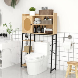 Costway Over The Toilet Storage Cabinet W/anti-Tipping Devices Bathroom Organizer Shelves Toilet Rack - thumbnail 3