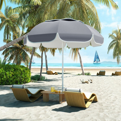 Outsunny Beach Umbrella, Adjustable Height & Tilt Portable Parasol, Grey - image 1