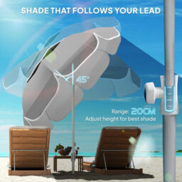 Outsunny Beach Umbrella, Adjustable Height & Tilt Portable Parasol, Grey - thumbnail 6