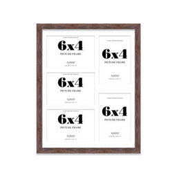 14X11 Inch 5 Opening Photo Collage Frame, Display Five 6X4 Inch Photos, Multi Aperture Family Picture Frame, Walnut - thumbnail 2