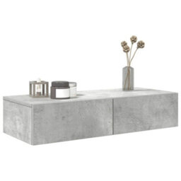 Berkfield Wall Shelf With Drawers Concrete Grey 80X33X17 Cm Engineered Wood - thumbnail 3
