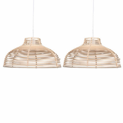 First Choice Lighting Set Of 2 Katrina Rattan Dome Pendant Lightshades - image 1