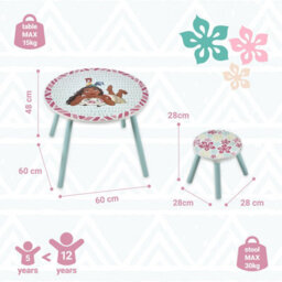 Disney Moana Children Kids Table And 2 Stools Set  - Ideal For Arts & Crafts, Snack Time & More - thumbnail 3