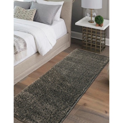 Melrose Venus Super Soft Anthracite Shaggy Area Runner Rug 67/200Cm - image 1