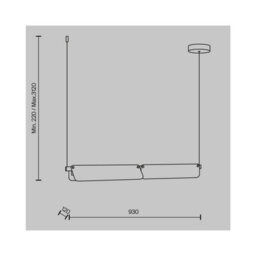 Luminosa Lighting Luminosa Flat Modern Bar Pendant Ceiling Light Black And Brass 3000K 2480Lm Grey Shade - thumbnail 2