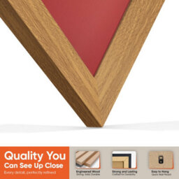"16X16"" Oak Sleek Vinyl Record Frame With Crimson Mount For 12 Inch Lp Disc - Ak Frames" - thumbnail 3