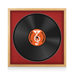 "16X16"" Oak Sleek Vinyl Record Frame With Crimson Mount For 12 Inch Lp Disc - Ak Frames"