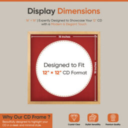"16X16"" Oak Sleek Vinyl Record Frame With Crimson Mount For 12 Inch Lp Disc - Ak Frames" - thumbnail 2