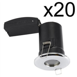 First Choice Lighting Set Of 20 - Chrome Ip65 Bathroom Recessed Fire Rated Downlights - thumbnail 2
