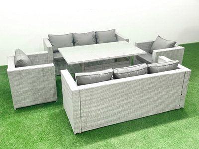 Fimous Rattan Garden Furniture Set Outdoor 8 Seater Patio Dinin G Sofa Sets Dining Table 2 Chairs Light Grey - image 1