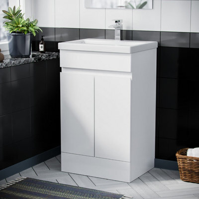 Nes Home White 500mm 100% Waterproof Pvc Freestanding Bathroom Basin Vanity Unit - image 1