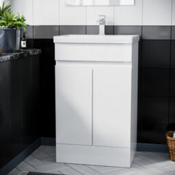 Nes Home White 500mm 100% Waterproof Pvc Freestanding Bathroom Basin Vanity Unit - thumbnail 2