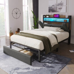 Single Linen Storage Bed With Led, Usb-C, Headboard & Drawers - thumbnail 9