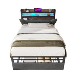 Single Linen Storage Bed With Led, Usb-C, Headboard & Drawers - thumbnail 7