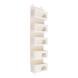 Living And Home 5 Pockets Beige Foldable Door Hanging Storage Non Woven Fabric Wall Mount Organizer With Metal Hook - thumbnail 2