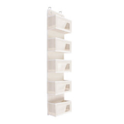 Living And Home 5 Pockets Beige Foldable Door Hanging Storage Non Woven Fabric Wall Mount Organizer With Metal Hook - thumbnail 3
