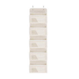 Living And Home 5 Pockets Beige Foldable Door Hanging Storage Non Woven Fabric Wall Mount Organizer With Metal Hook - thumbnail 4