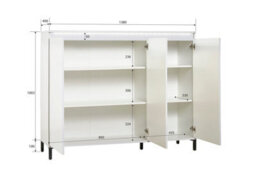 FurniComp LTD Furnicomp Cancun 3 Door 138Cm White Gloss And Anthracite Highboard/tall Sideboard - thumbnail 9