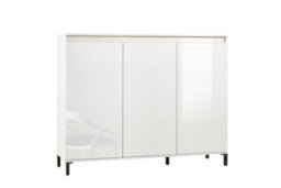 FurniComp LTD Furnicomp Cancun 3 Door 138Cm White Gloss And Anthracite Highboard/tall Sideboard - thumbnail 4
