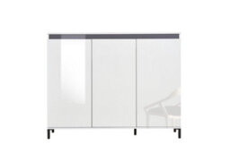 FurniComp LTD Furnicomp Cancun 3 Door 138Cm White Gloss And Anthracite Highboard/tall Sideboard - thumbnail 5