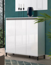 FurniComp LTD Furnicomp Cancun 3 Door 138Cm White Gloss And Anthracite Highboard/tall Sideboard - thumbnail 2