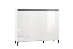 FurniComp LTD Furnicomp Cancun 3 Door 138Cm White Gloss And Anthracite Highboard/tall Sideboard - thumbnail 3