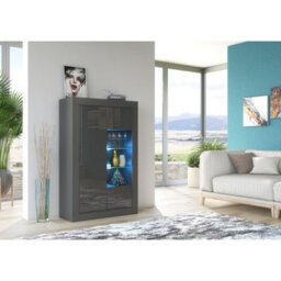 Creative Furniture Arcadia Display Cabinet 140Cm - Dark Grey With Gloss Doors - thumbnail 2
