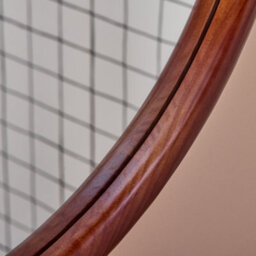 60Cm Round Pine Wooden Mirror Walnut - Sweeek - thumbnail 3