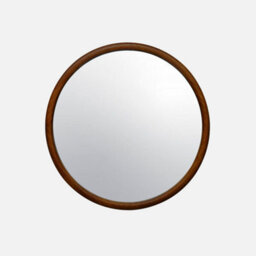 60Cm Round Pine Wooden Mirror Walnut - Sweeek - thumbnail 4