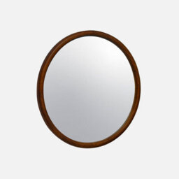 60Cm Round Pine Wooden Mirror Walnut - Sweeek - thumbnail 1