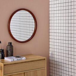 60Cm Round Pine Wooden Mirror Walnut - Sweeek - thumbnail 2