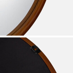 60Cm Round Pine Wooden Mirror Walnut - Sweeek - thumbnail 5