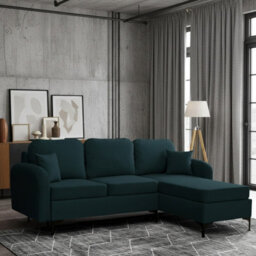 Venice L Corner Sofa Bed With Bonnell Spring Metal Legs Wooden Frame Dl Mechanism Storage 225X172X78X96 Cm Blue Right