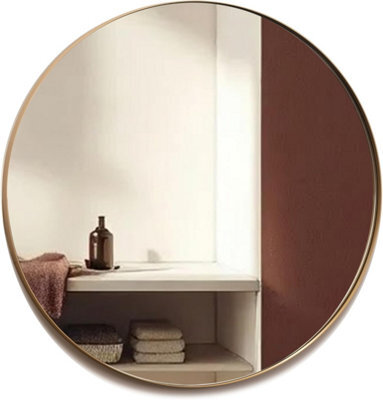 Mood Premium Round Bathroom Mirror Gold Framed Wall Mounted, Recessed Circle Frame Modern & Stylish (40Cm X 40Cm) - image 1
