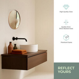 Mood Premium Round Bathroom Mirror Gold Framed Wall Mounted, Recessed Circle Frame Modern & Stylish (40Cm X 40Cm) - thumbnail 3