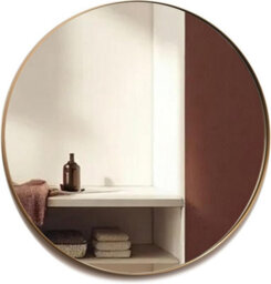 Mood Premium Round Bathroom Mirror Gold Framed Wall Mounted, Recessed Circle Frame Modern & Stylish (40Cm X 40Cm) - thumbnail 1