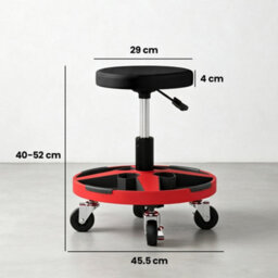 Homcom 135 Kg Rolling Mechanic Stool With 40-52 Cm Adjustable Height, Black - thumbnail 3