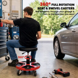 Homcom 135 Kg Rolling Mechanic Stool With 40-52 Cm Adjustable Height, Black - thumbnail 6