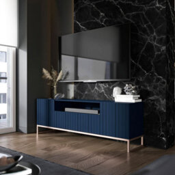 Heze Furniture Elpis Glamour Tv Sideboard 168Cm Push-To-Open Cabinet - Navy Matt / Copper Frame - thumbnail 3