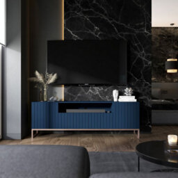 Heze Furniture Elpis Glamour Tv Sideboard 168Cm Push-To-Open Cabinet - Navy Matt / Copper Frame - thumbnail 4